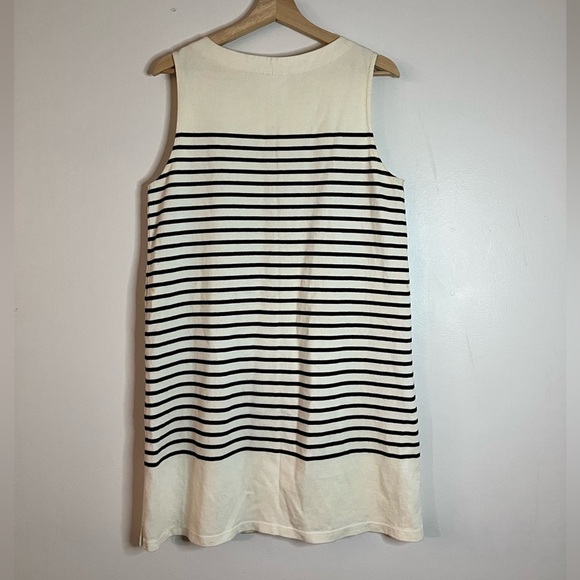AlliHop Black & White Striped Sleeveless Knit Shift Dress Size M - Picture 3 of 12